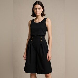 Vintage Celine Paris Black Culottes Gold Chain Buttons  Small No Size Label